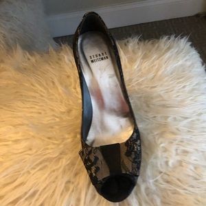 Stuart Weitzman lace peep toe heels